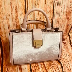 Dune London blush pink velvet & faux leather crossbody purse excellent condition